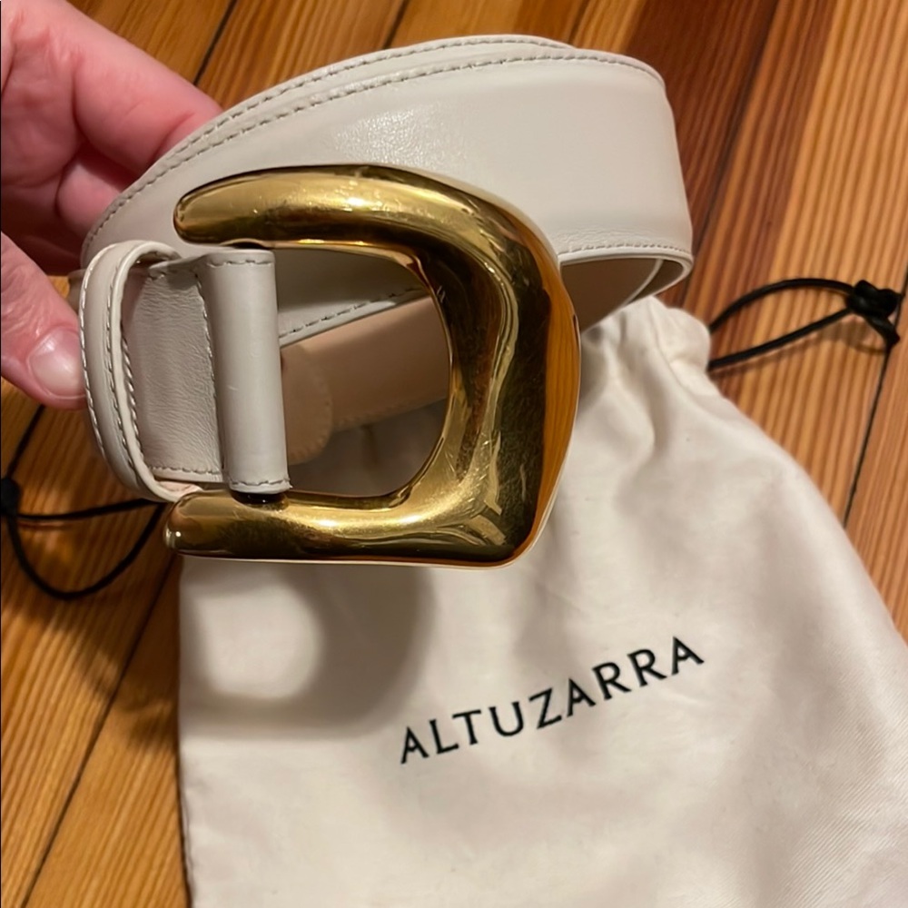Altuzarra White Belt with Gold Buckle